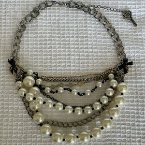 Betsey Johnson Bow and Pearl Necklace